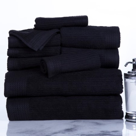 Hastings Home Ribbed 100 Percent Cotton 10 Piece Towel Set - Black 118225KYG